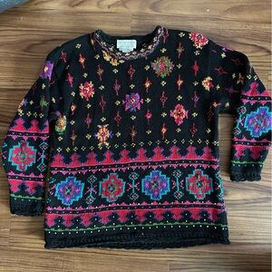 Vintage Black aztec Knit Sweater